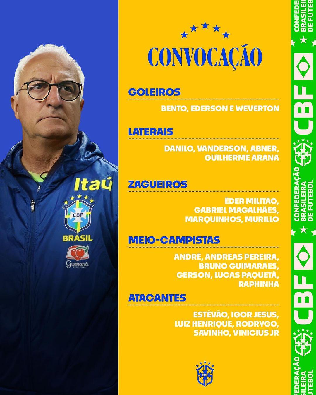 Sem a presença de Neymar, Dorival convoca seleção para Eliminatórias