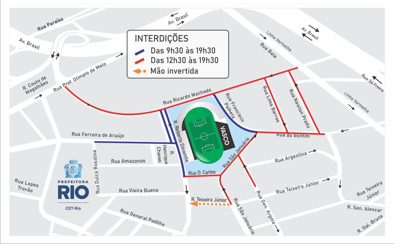 CET-Rio monta esquema de trânsito para jogo entre Nova Iguaçu e Vasco, em São Januário
