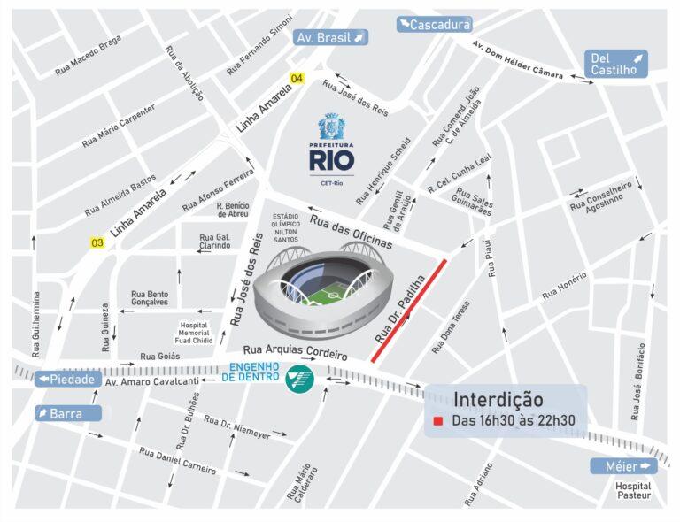 Confira o esquema de trânsito para Botafogo x Portuguesa, nesta terça (14/01), no estádio Nilton Santos