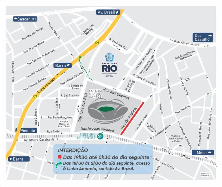 Entorno do Estádio Nilton Santos terá interdições para jogo entre Nova Iguaçu x Vasco nesta quarta (05/03)