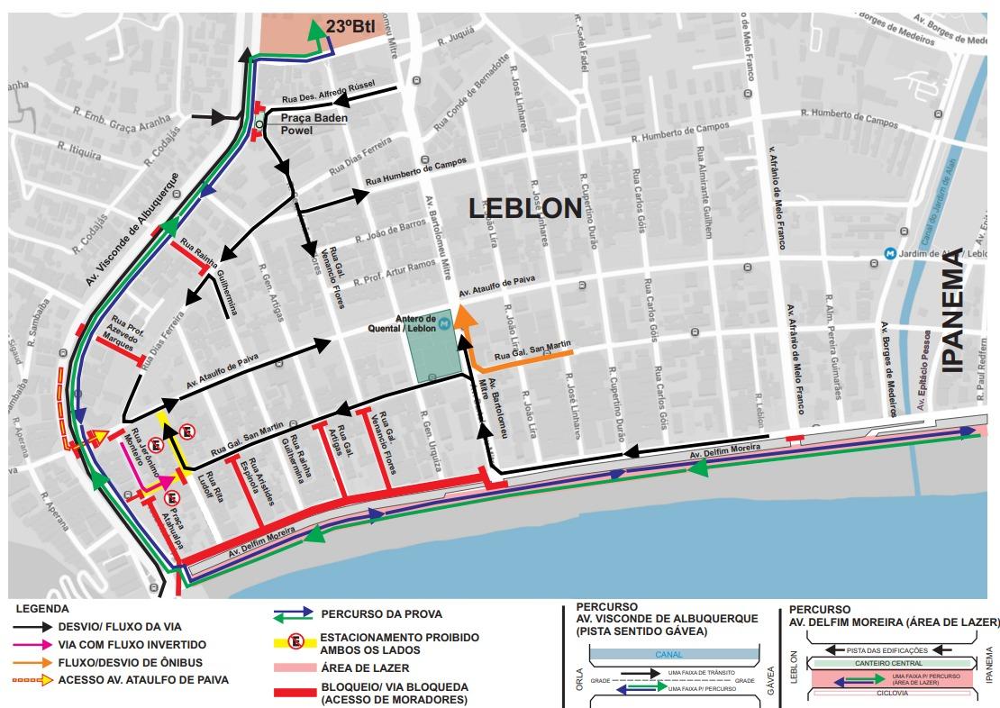 CET-Rio monta esquema de trânsito para a corrida Tubarão Racer, nas ruas do Leblon