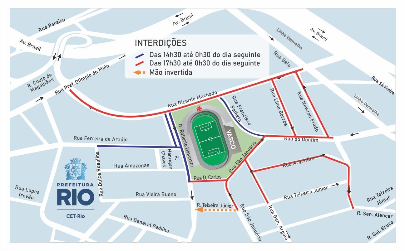 CET-Rio monta esquema de trânsito para jogo entre Vasco x Lanús (ARG) em São Januário