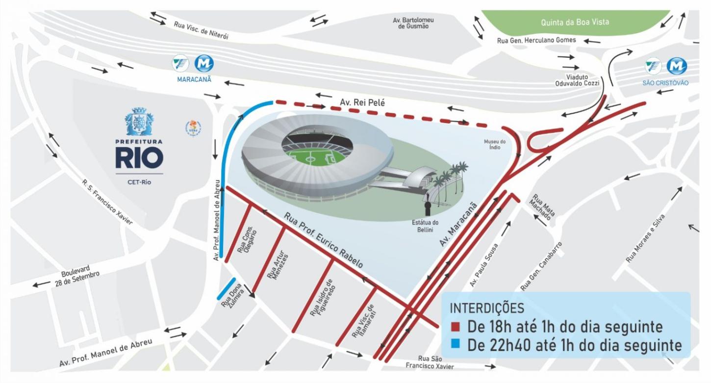 CET-Rio monta esquema de trânsito para Flamengo x Bahia no Maracanã, sábado (10/05)