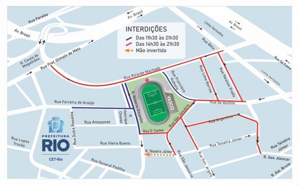 CET-Rio monta esquema de trânsito para jogo do Vasco em São Januário