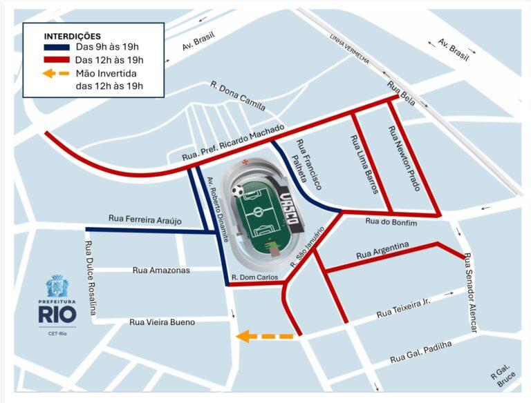 Vasco da Gama terá esquema especial de trânsito no domingo (10/08) para o jogo entre Vasco e Atlético-MG