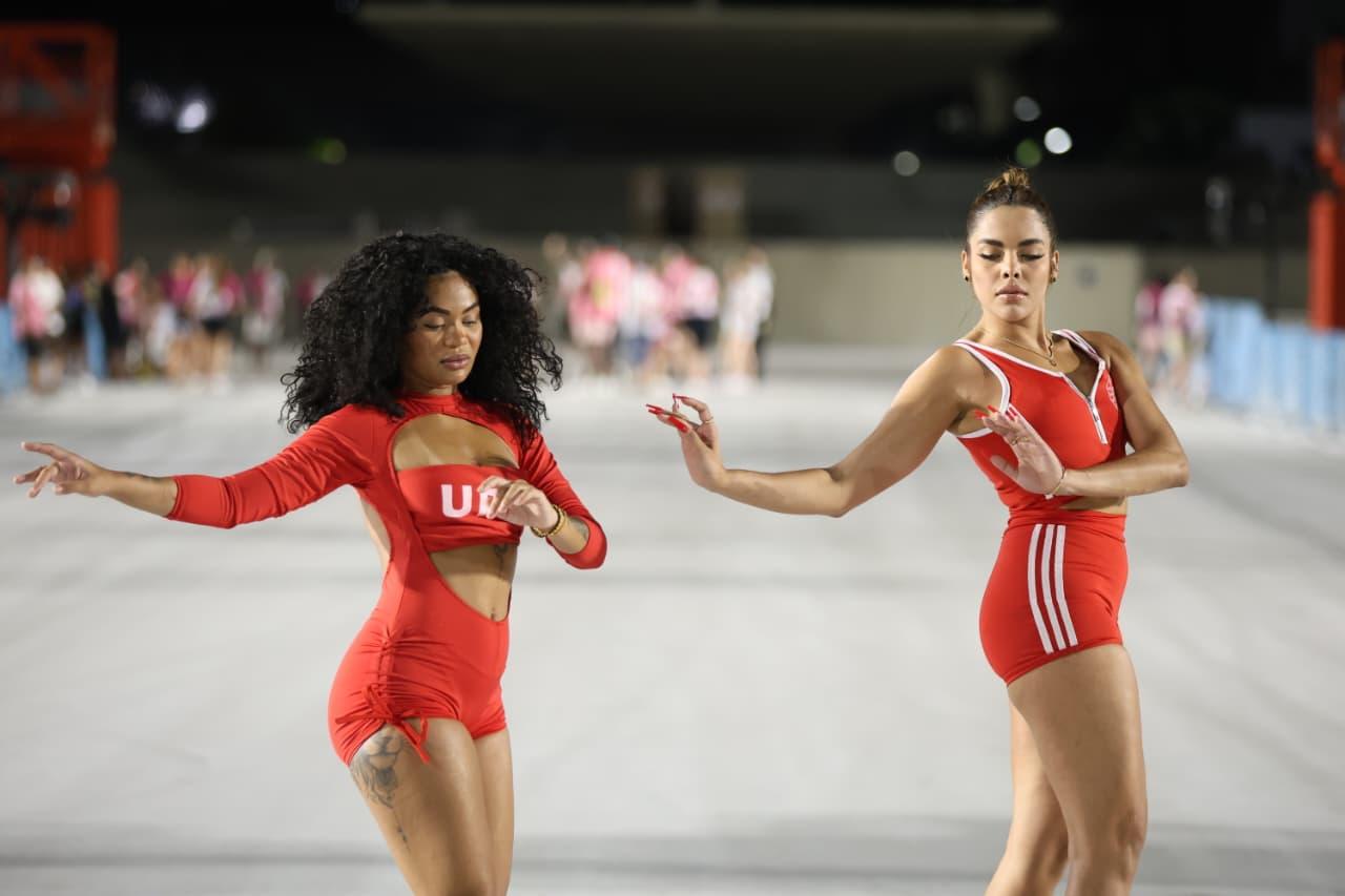 Dedê Marinho dá aula de samba no pé na Sapucaí